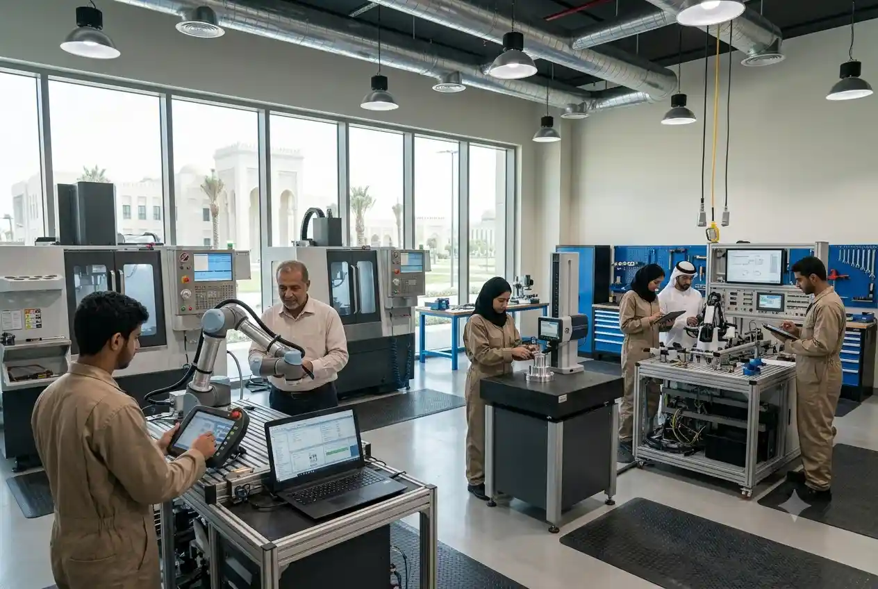 Students receiving vocational and technical training at a modern educational institute in Abu Dhabi