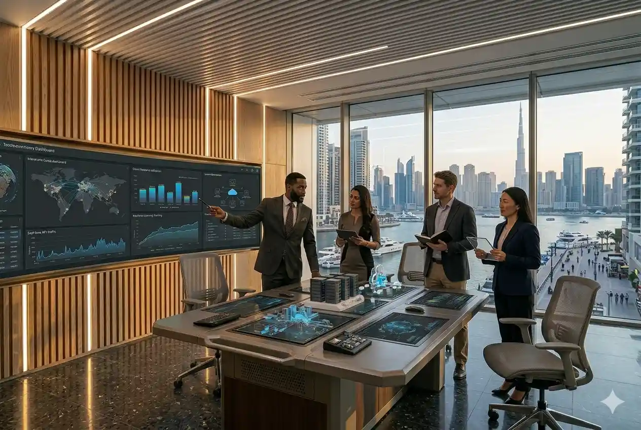 Business technology professionals working on digital transformation initiatives in the UAE