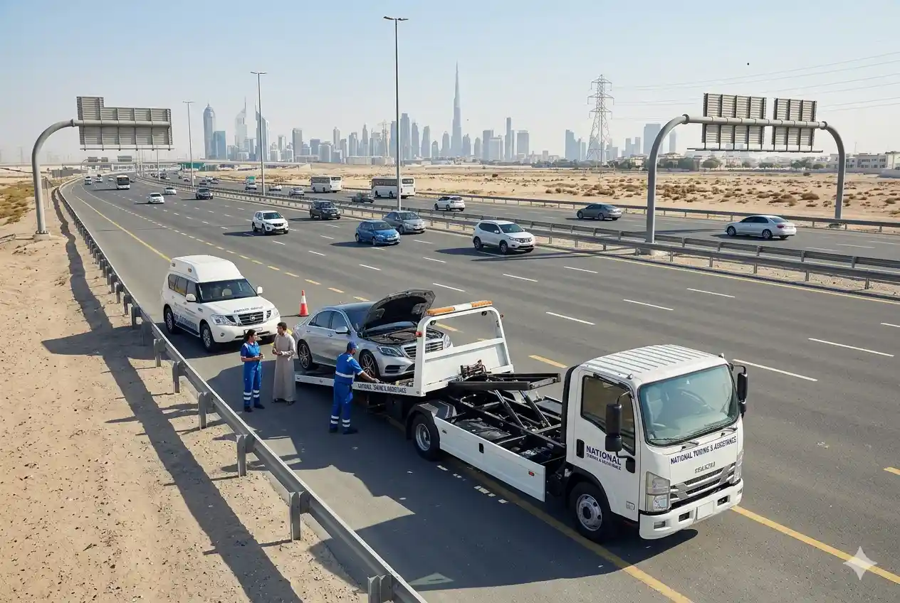 Roadside assistance and driver support concept on UAE highway