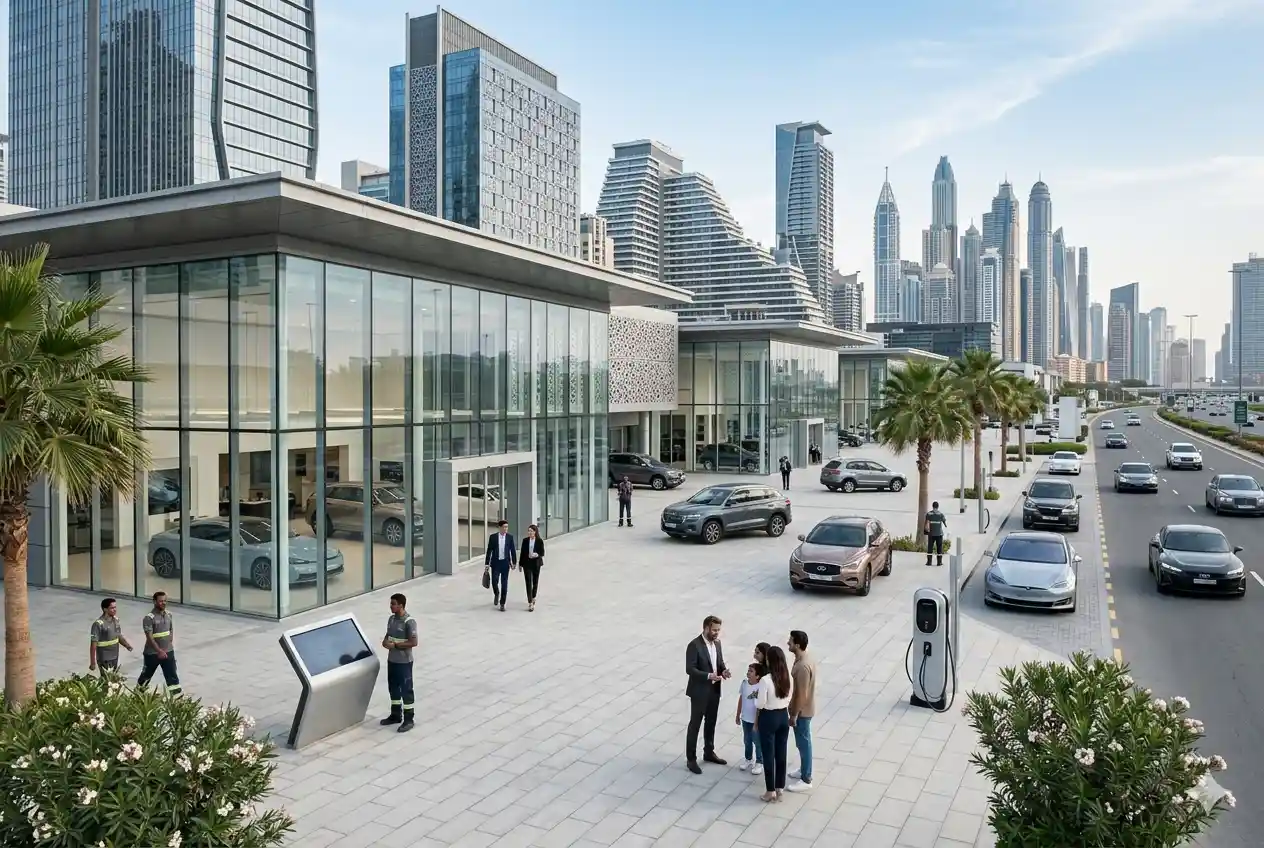 Modern automotive businesses and vehicle dealerships operating in Dubai