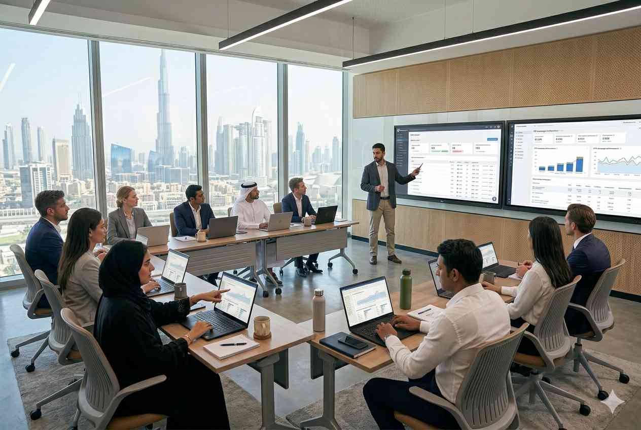 Students attending a digital marketing training course in Dubai