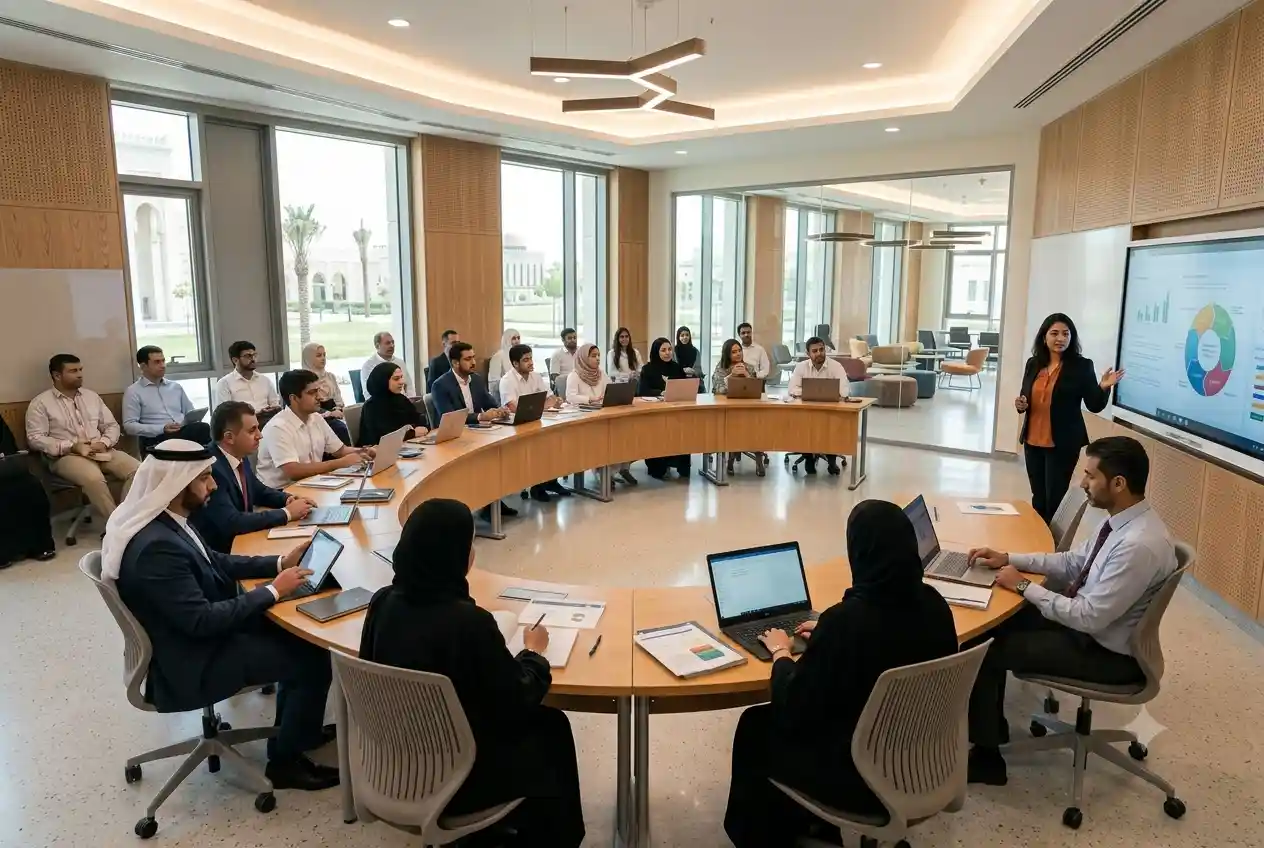 Adult learners attending a continuing education program in Sharjah UAE