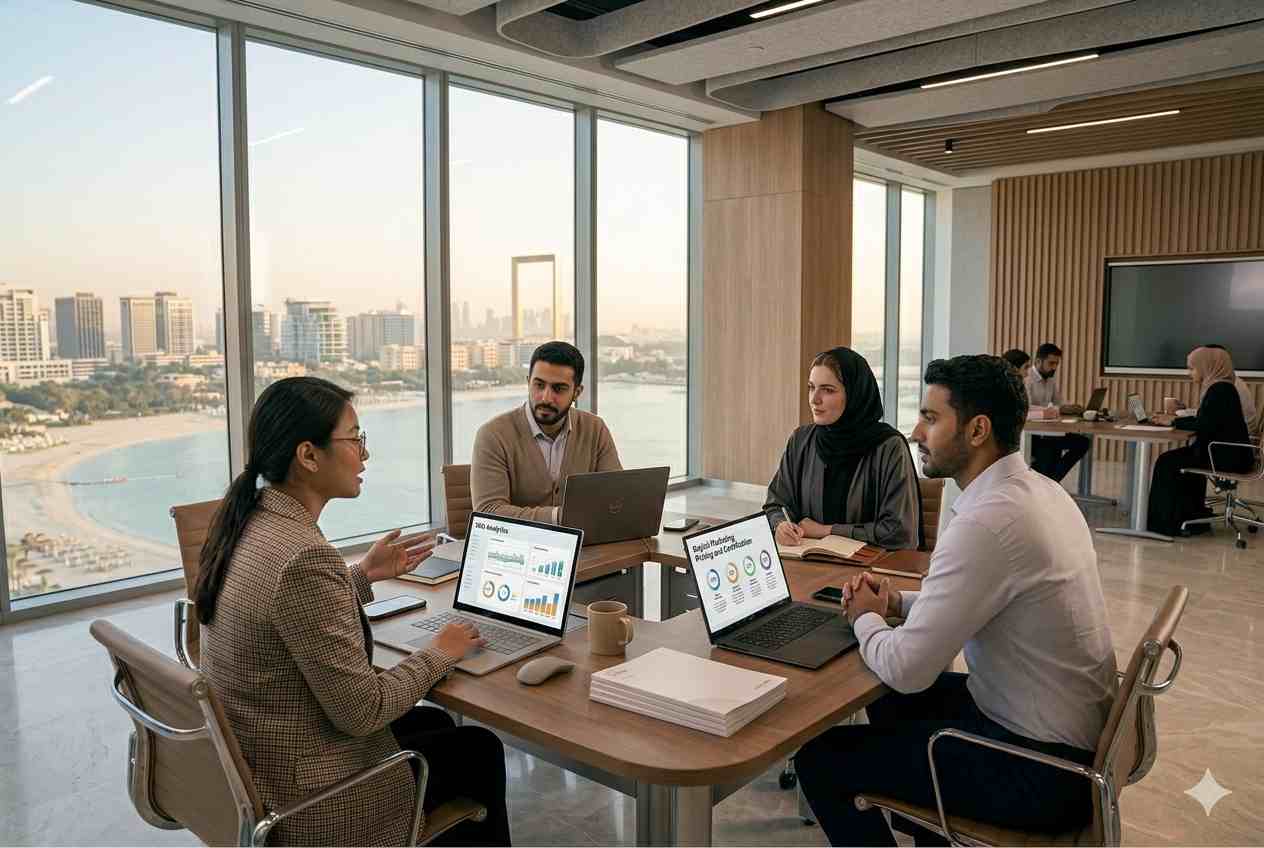Students attending a digital marketing training session in Dubai