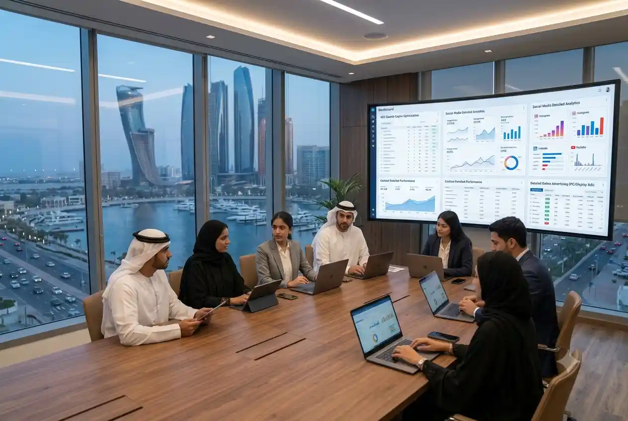 Marketing professionals managing integrated digital and social media campaigns in UAE