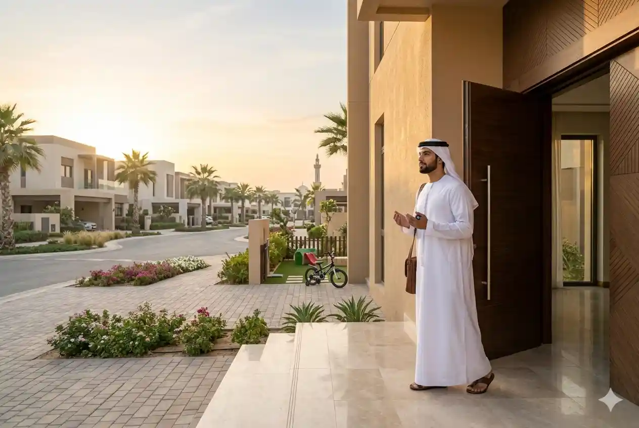 Muslim leaving home while practicing daily Islamic supplications