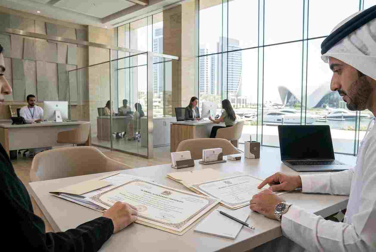 Educational certificates being verified and processed for attestation in the UAE