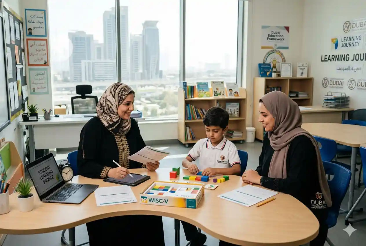 Educational psychologist conducting a student learning assessment in Dubai