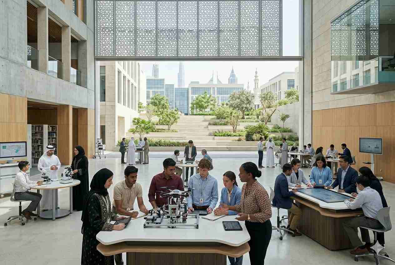 Students learning in a modern Fortes Education school environment in the UAE