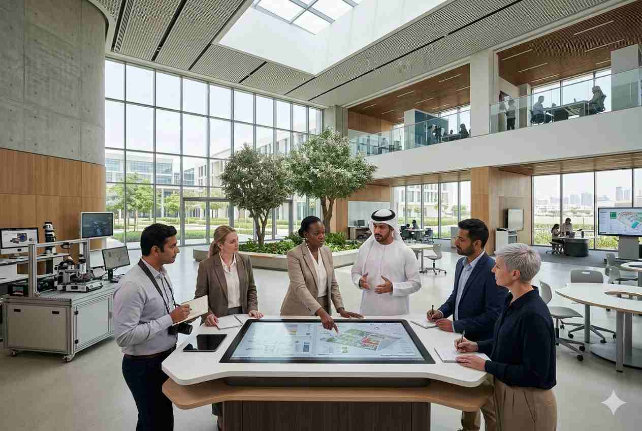 Education professionals working in a modern UAE school environment