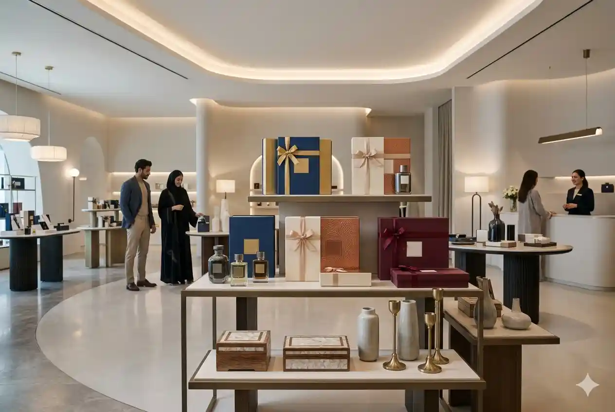 luxury gifts and lifestyle products displayed in UAE retail store