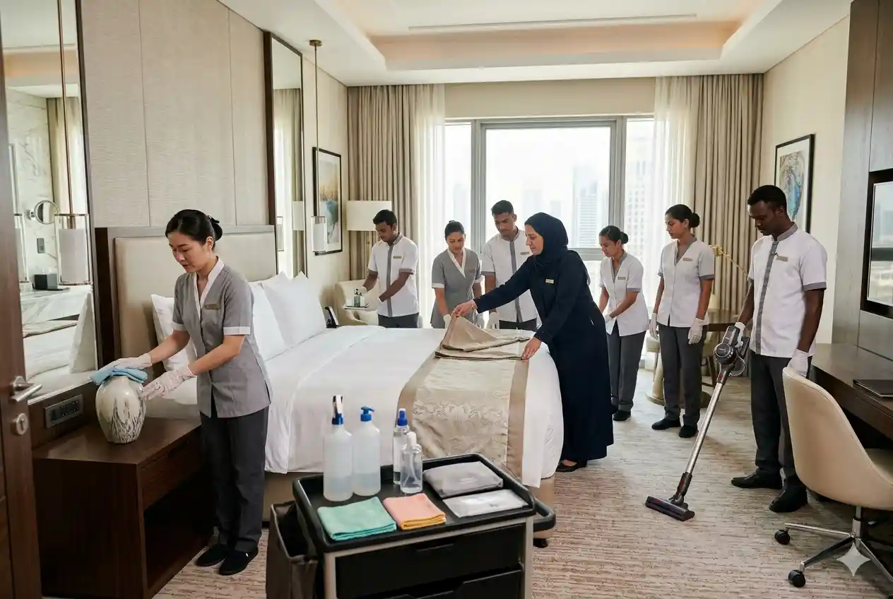 Hospitality professionals attending housekeeping training program in the UAE
