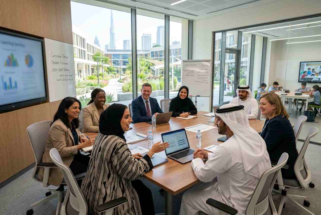Teachers and education professionals working in a modern UAE school environment