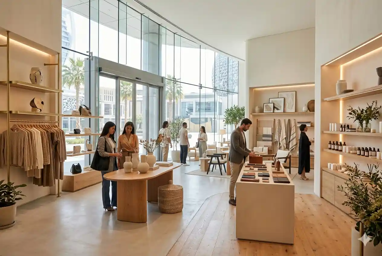 modern lifestyle store in UAE with shoppers browsing products