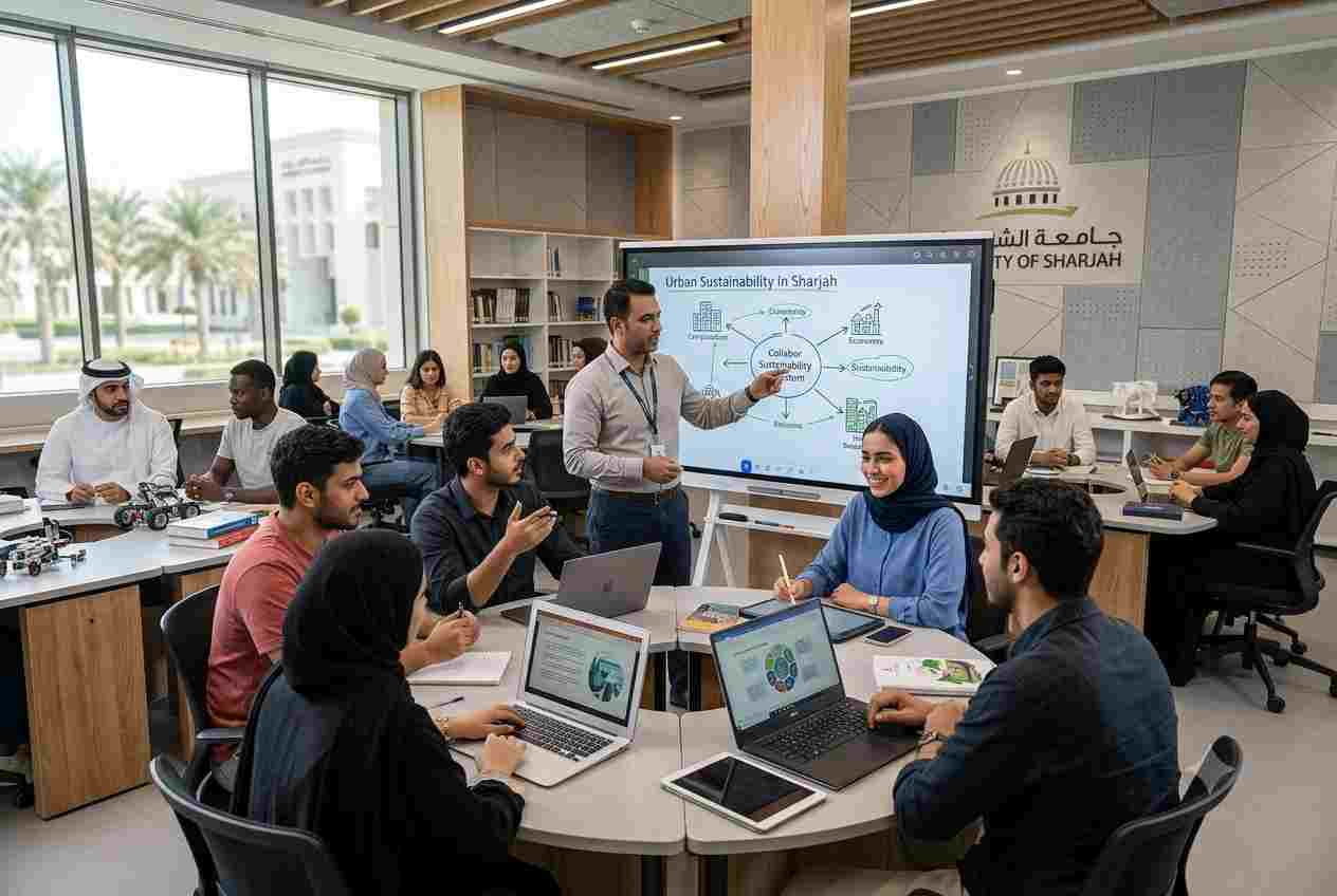 Students studying in a modern educational institute in Sharjah UAE