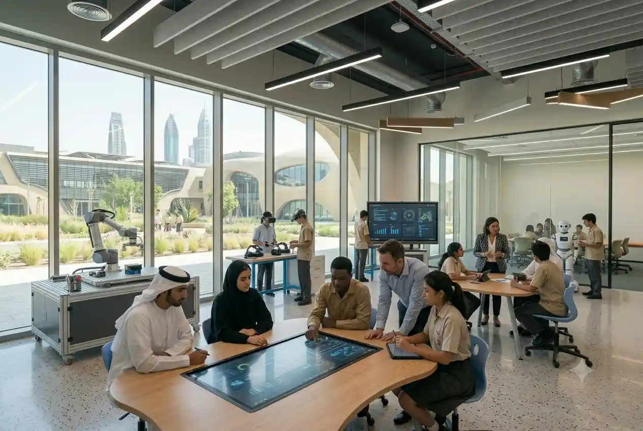Students participating in classroom learning at a school in Dubai