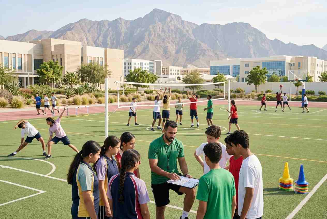 Students participating in physical education and sports activities at a UAE school