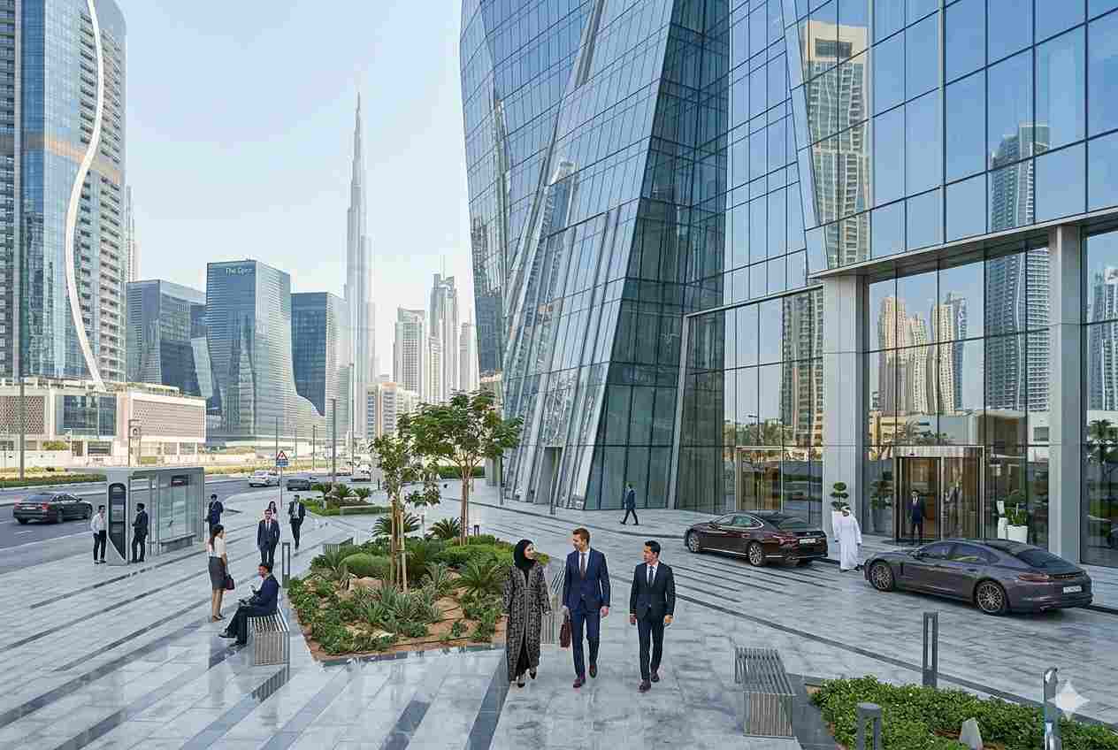 Modern commercial office building in Business Bay Dubai