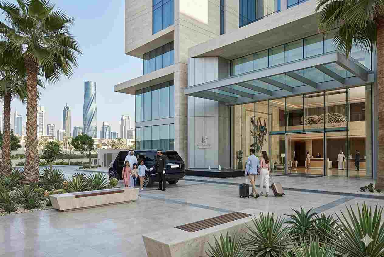 Exterior view of Rove Healthcare City Dubai hotel near Dubai Healthcare City