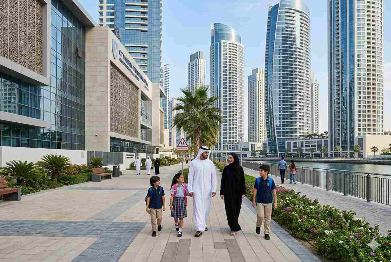 Family exploring school options near Business Bay Dubai