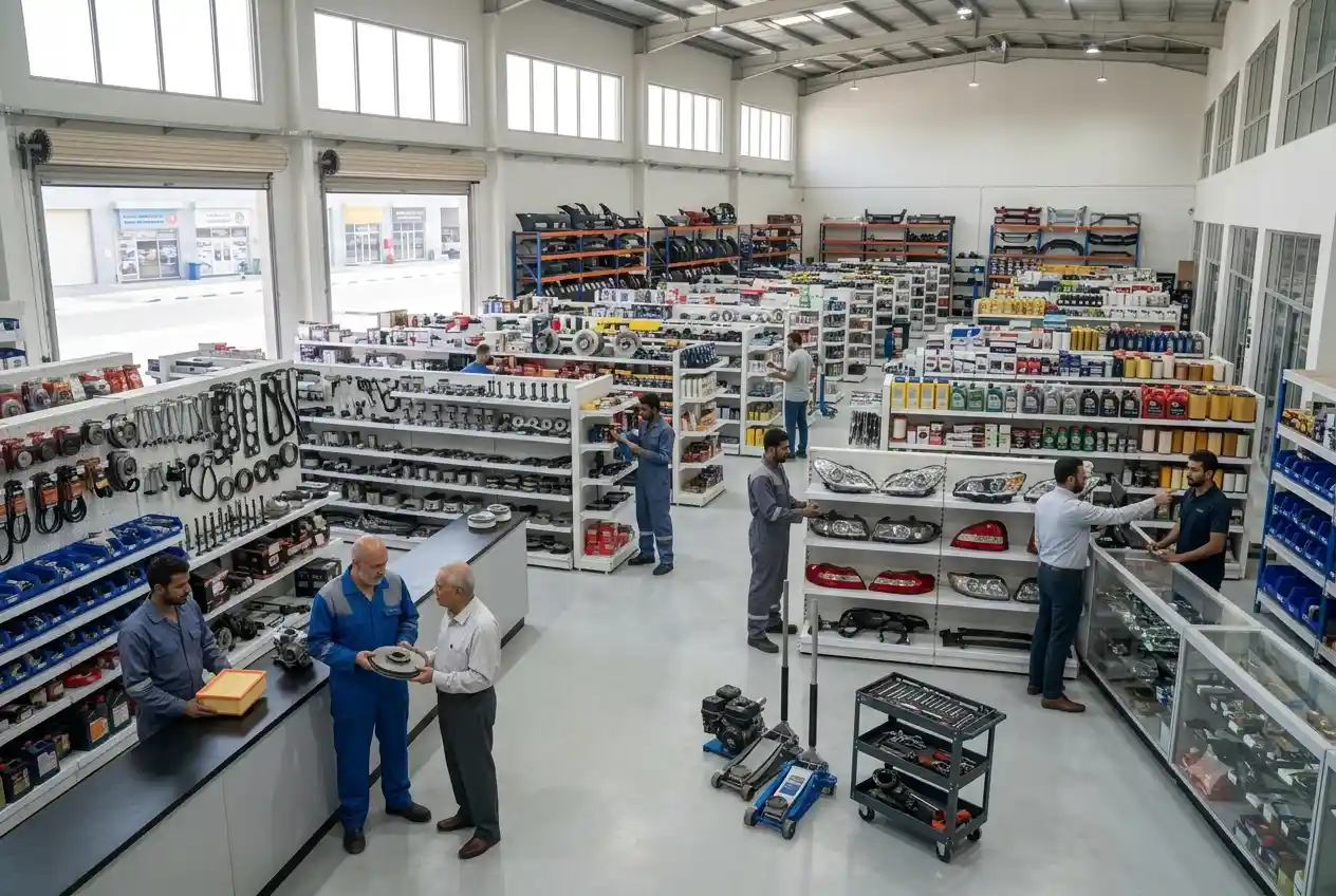 Automotive parts shops in Sharjah displaying genuine and aftermarket vehicle components.