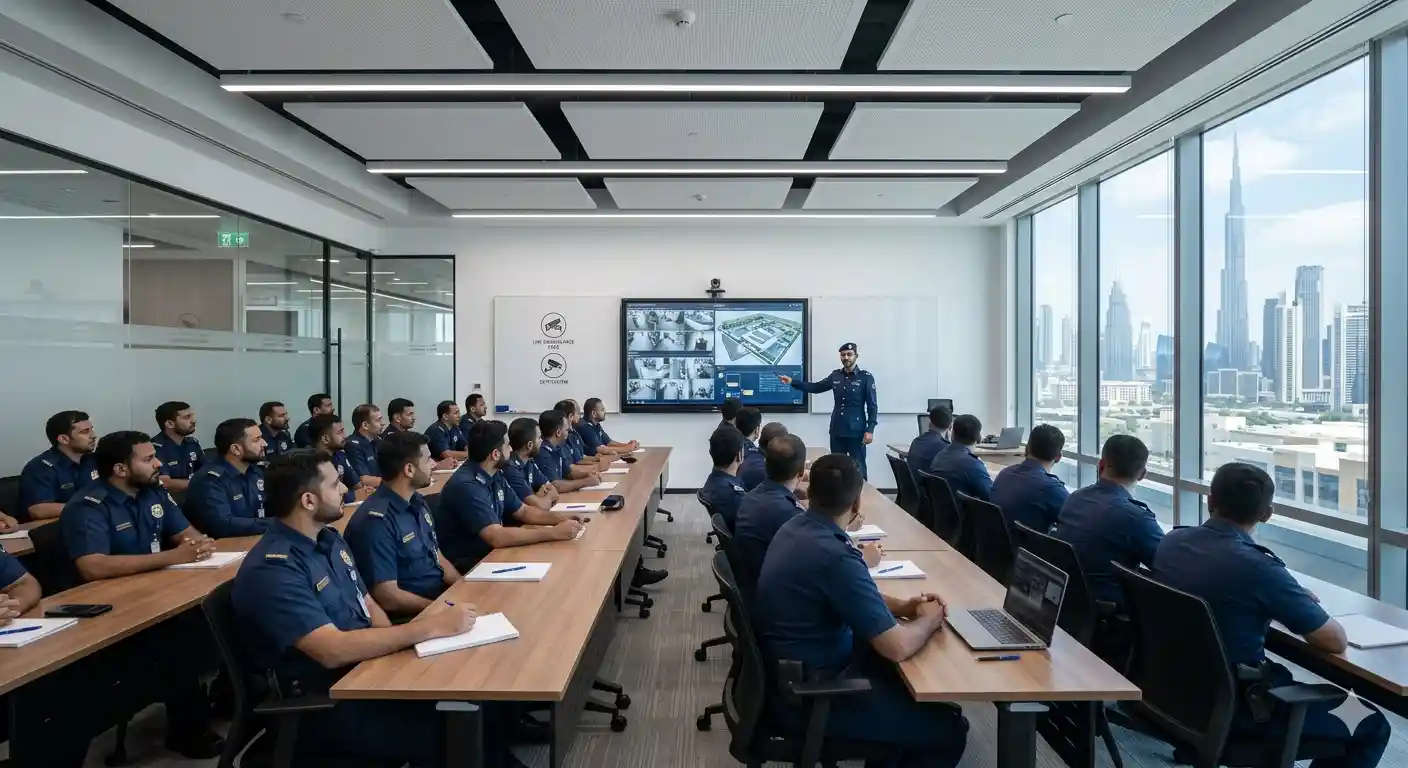 Security guards attending SIRA training in Dubai classroom