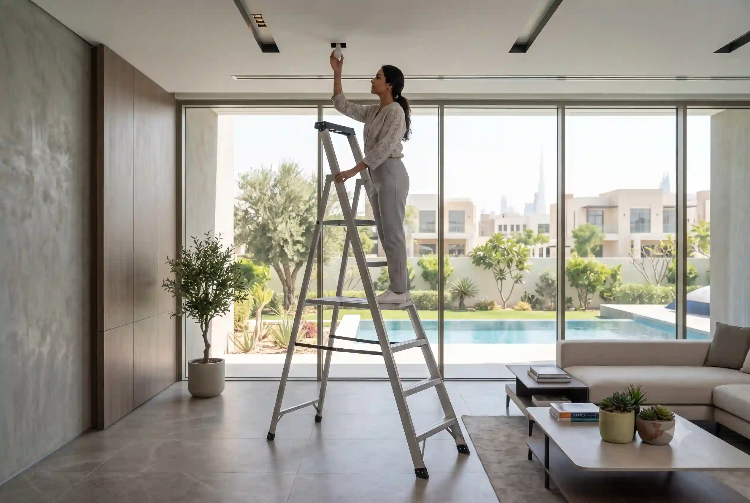 Household ladder used for home maintenance tasks