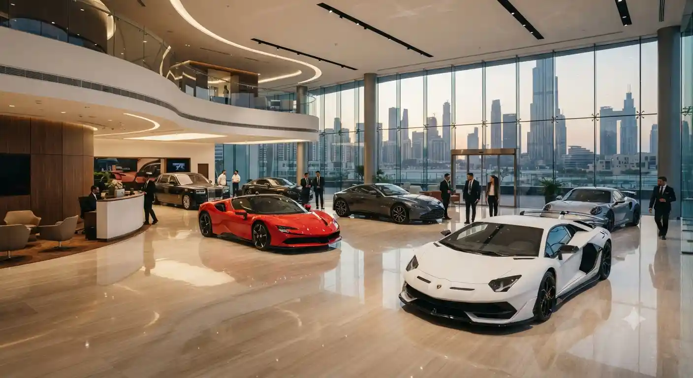 luxury car showroom of Al Habtoor Automobiles in Dubai