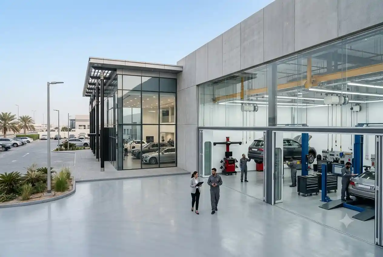 Modern automotive facility and service center located in Mussafah Abu Dhabi