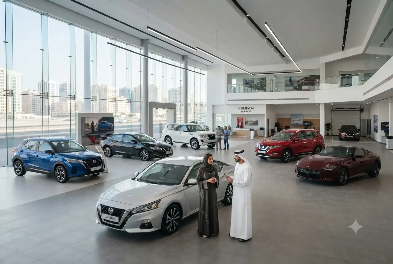 Nissan car showroom in Sharjah with modern interior