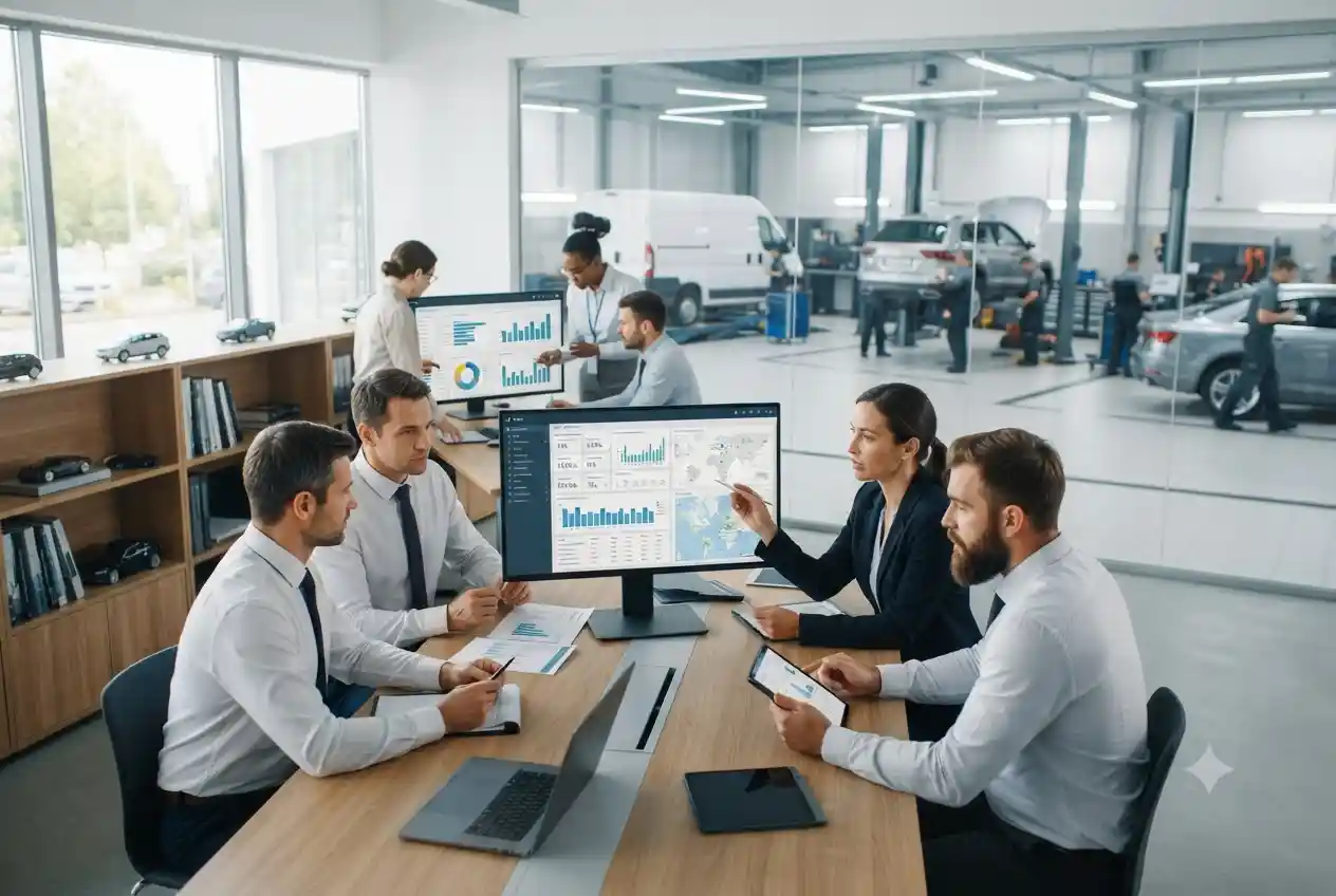 automotive consultants analyzing fleet data and business strategy