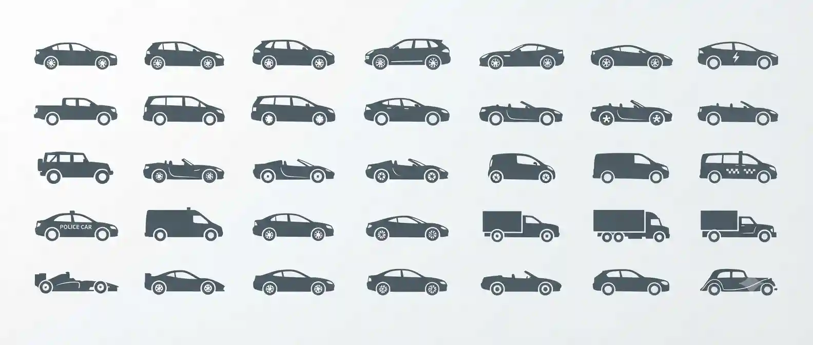 set of automobile icon png designs with transparent background