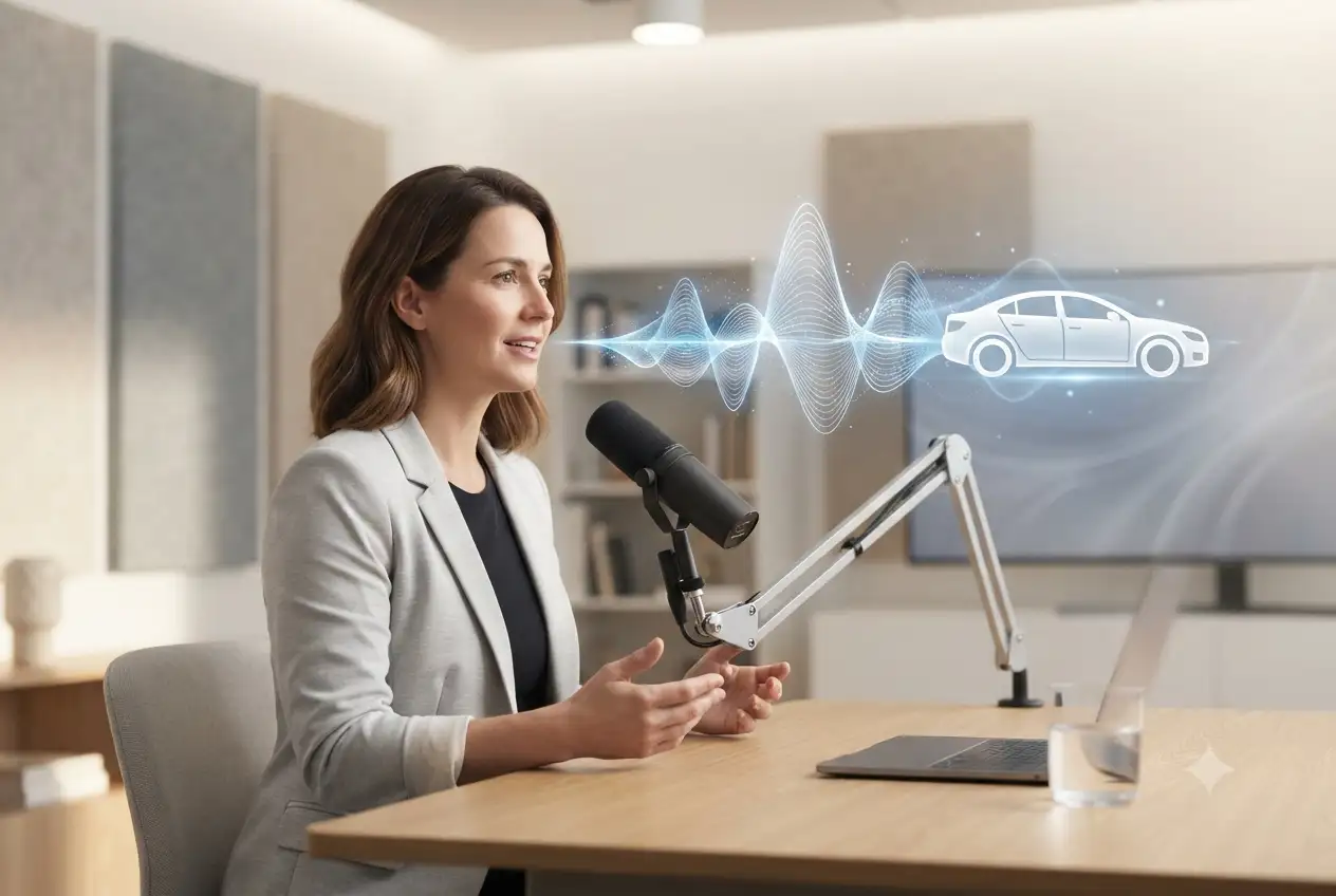 : Person practicing pronunciation of the word automobile