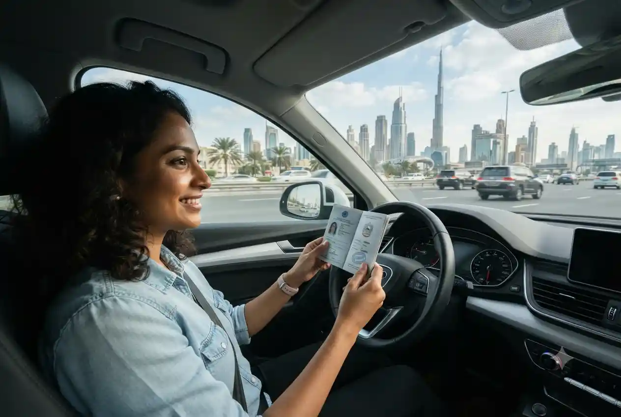 driver holding international driving permit in Dubai