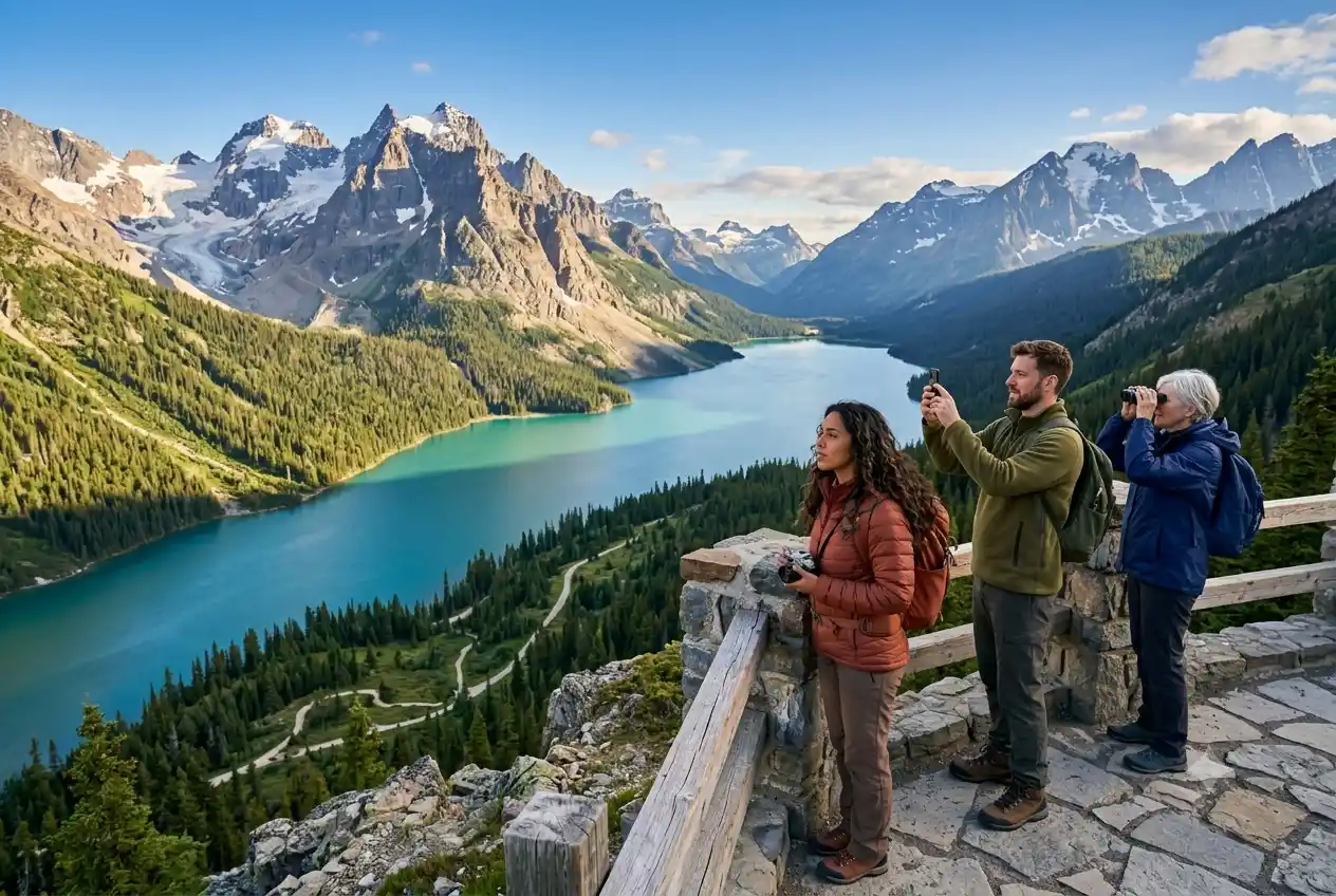 Scenic beautiful place with mountains, water, and breathtaking natural landscape