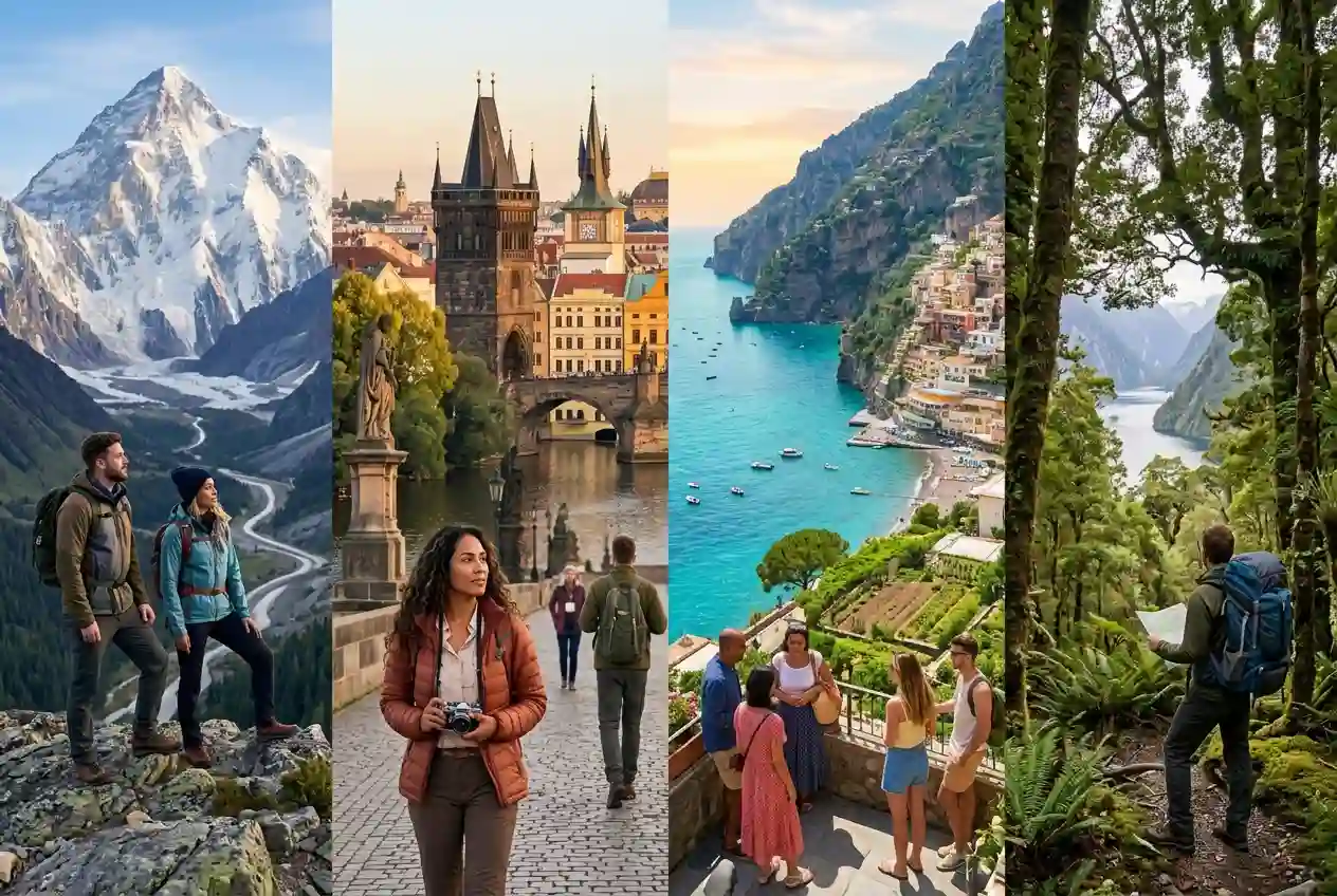 Collection of stunning travel destinations showcasing beautiful places around the world