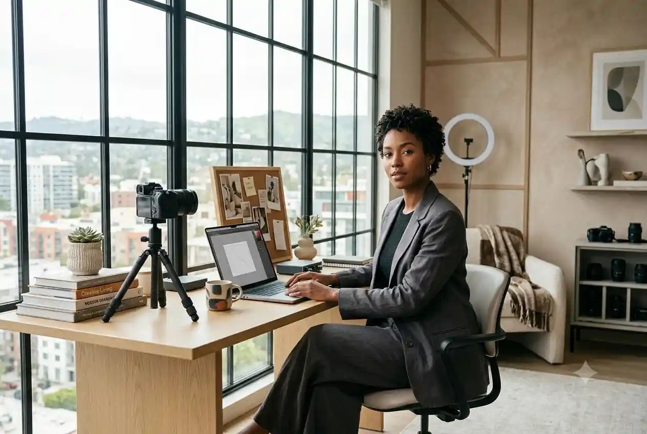 Creative professional building a personal brand in a modern digital workspace