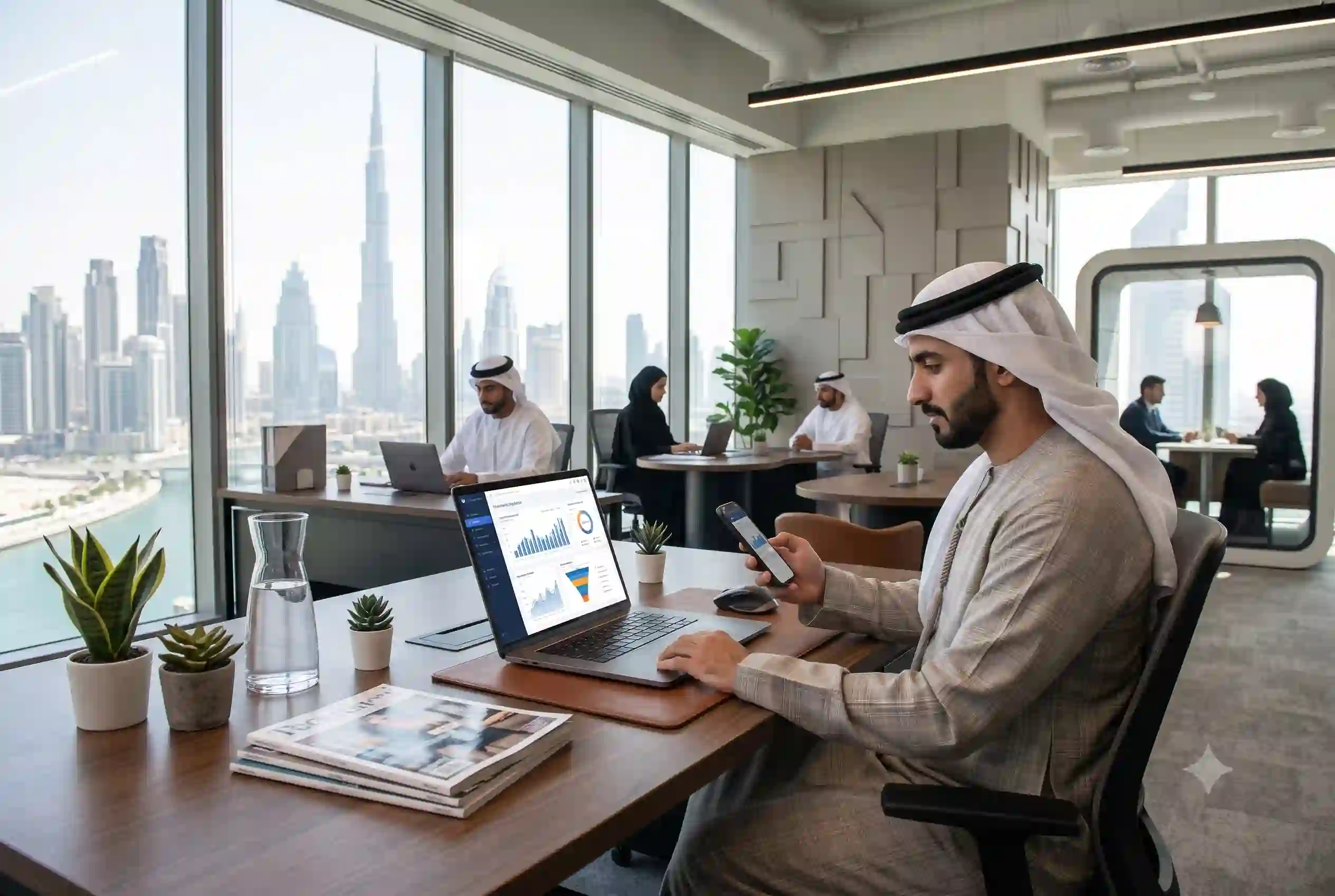 Entrepreneur running an online business in the UAE using digital tools and e-commerce platforms