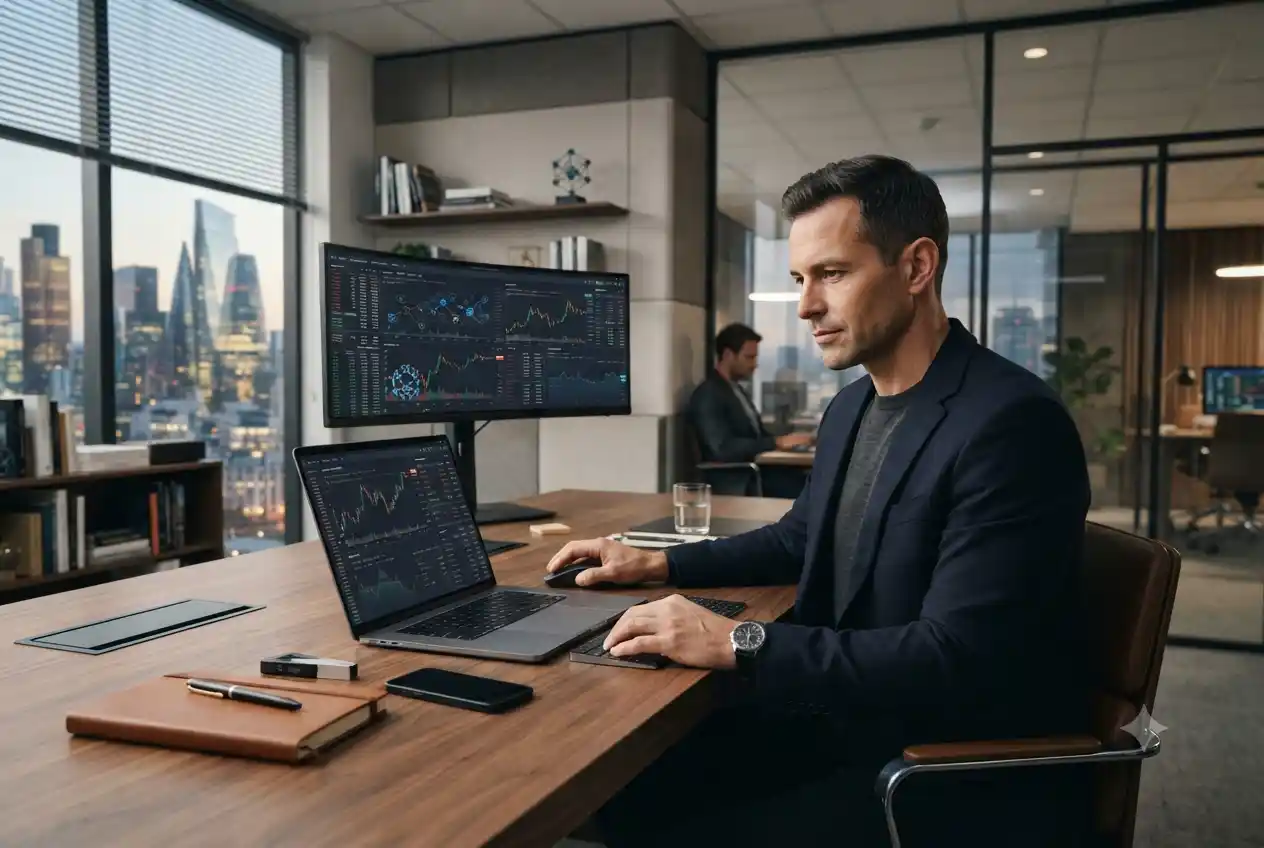 Investor researching Bitcoin Lifestyle platforms and cryptocurrency information