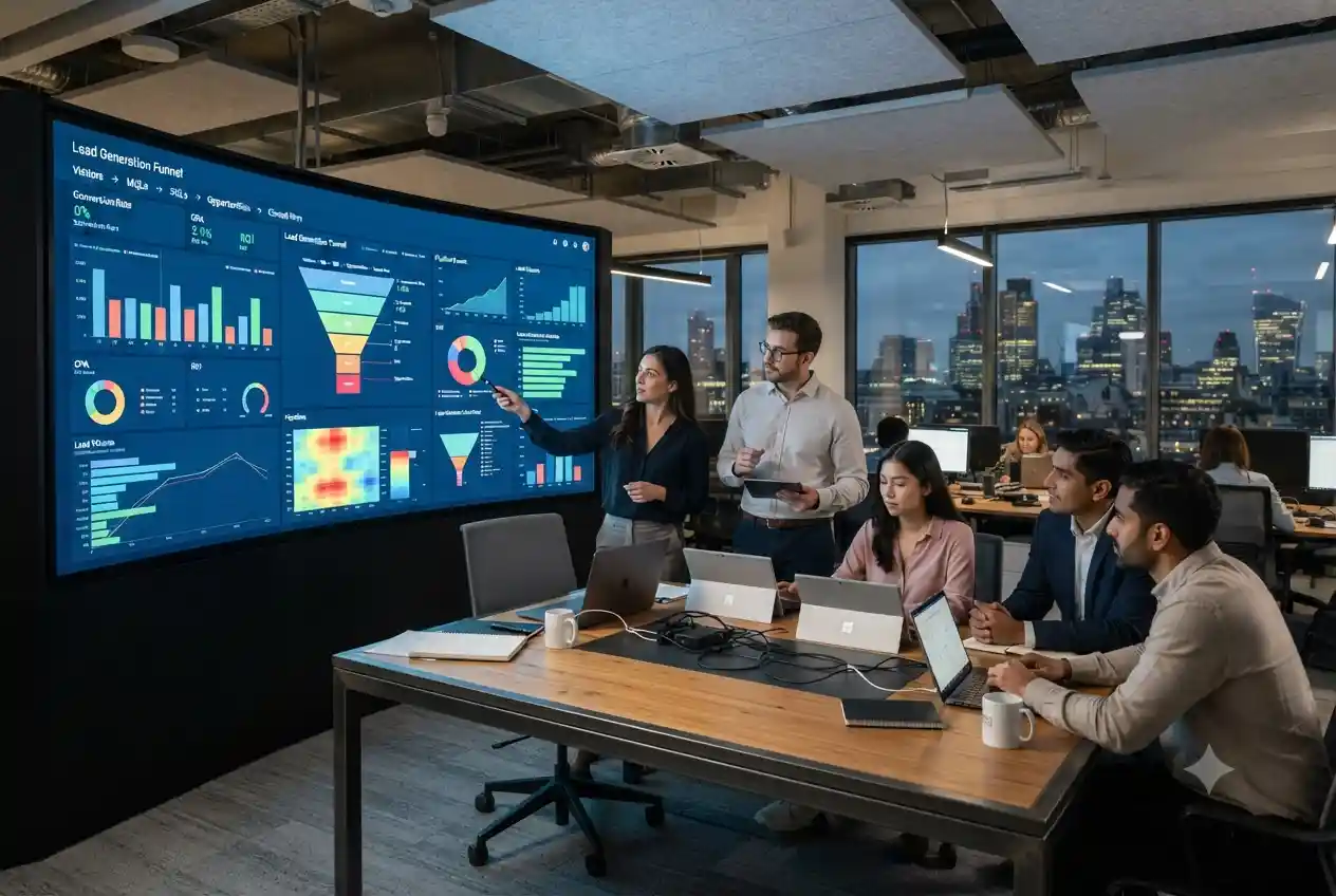 digital marketing lead generation analytics dashboard with conversion metrics