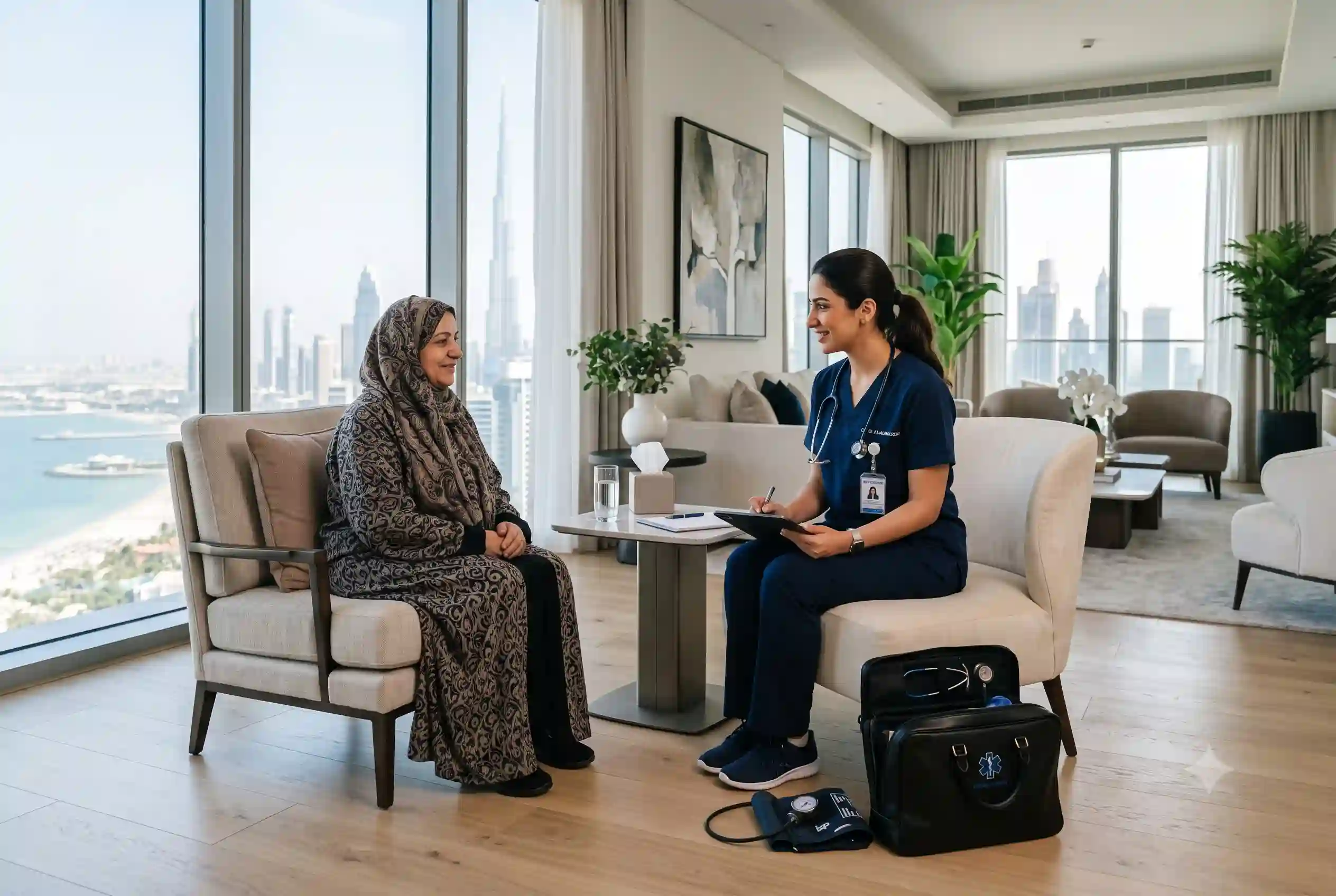 Doctor providing medical consultation during a home visit