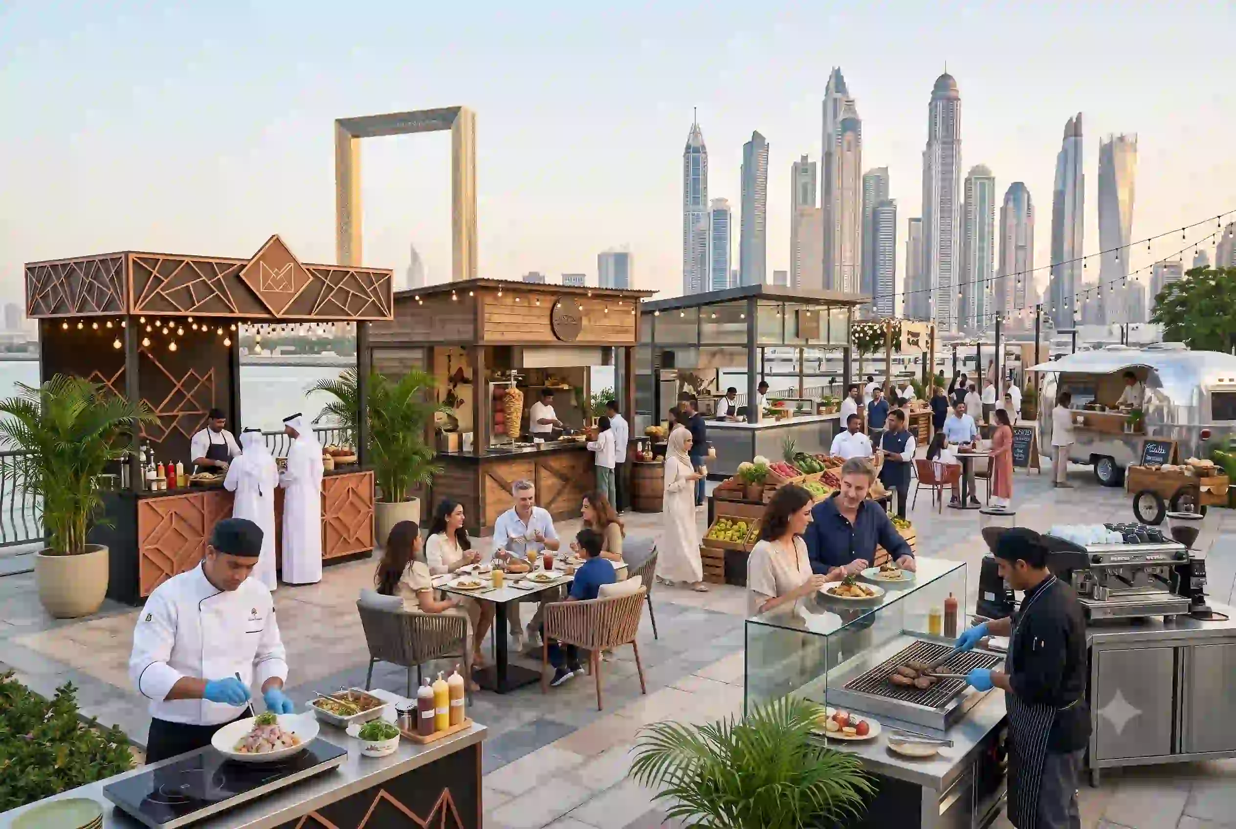 Visitors enjoying food experiences during Dubai Food Festival 2023