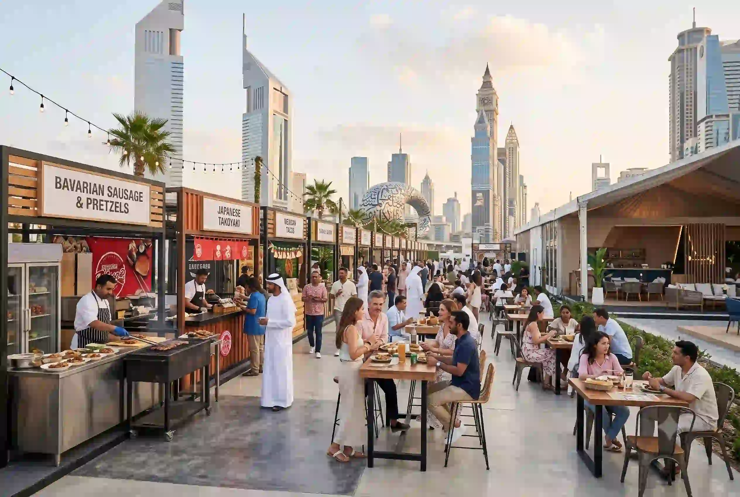 Visitors enjoying food experiences at Dubai Food Festival 2024
