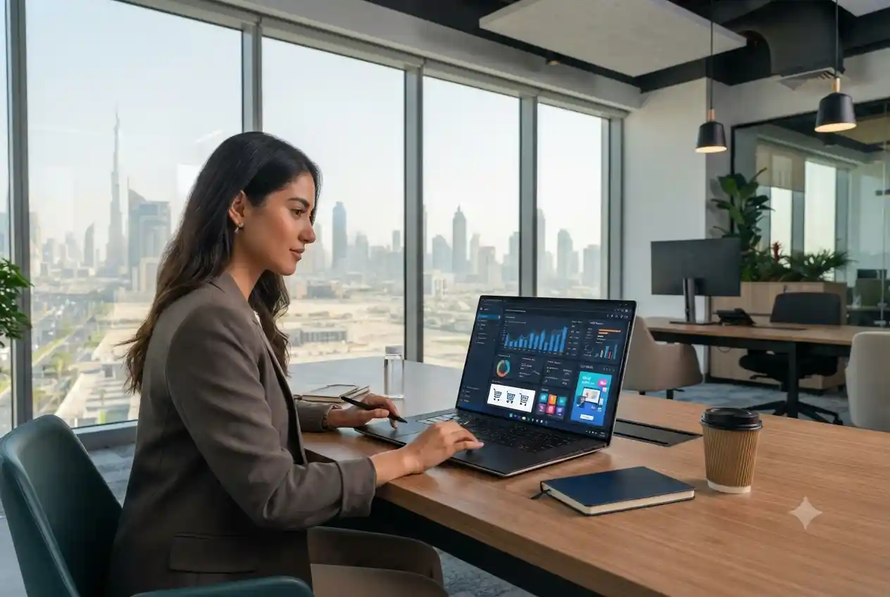 Ecommerce marketing dashboard and online store analytics in UAE office