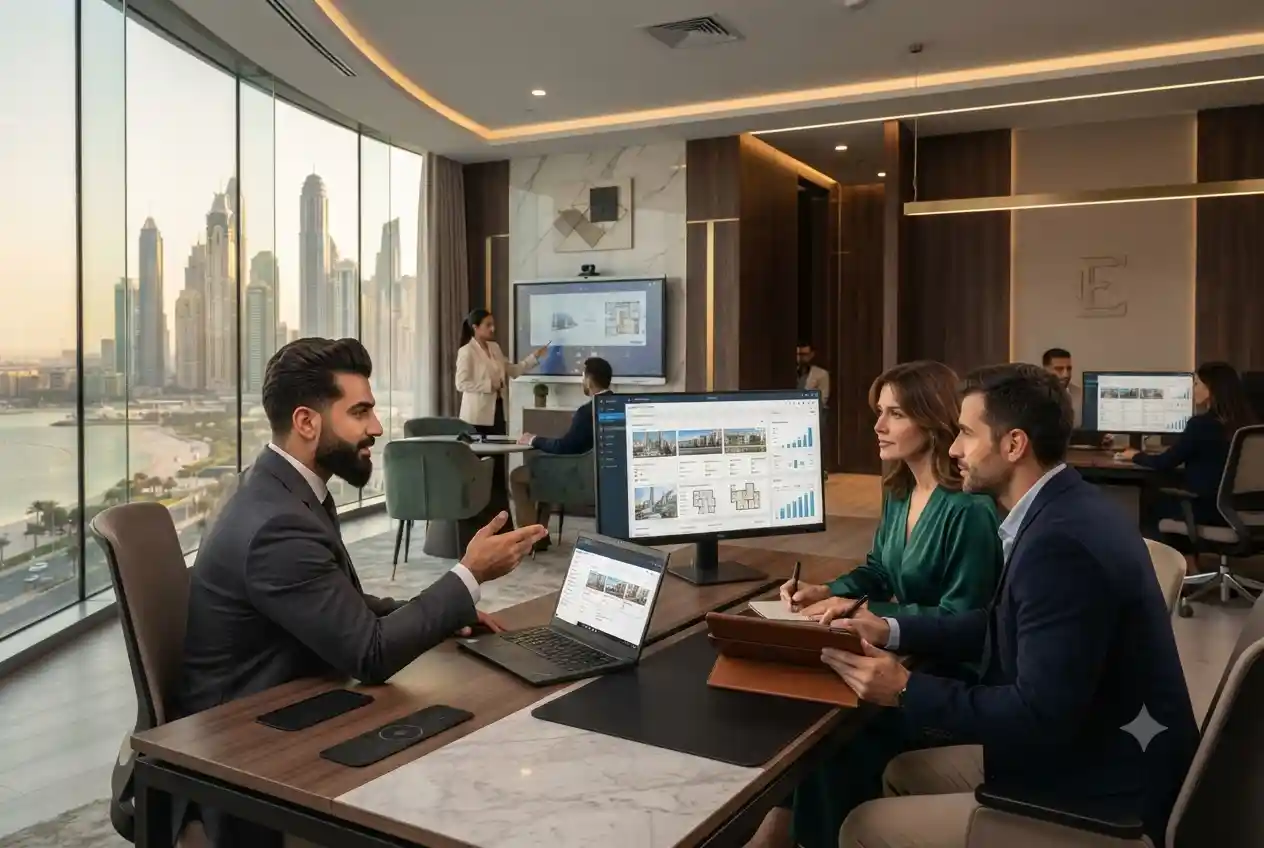 modern UAE real estate office representing Elwood Real Estate services