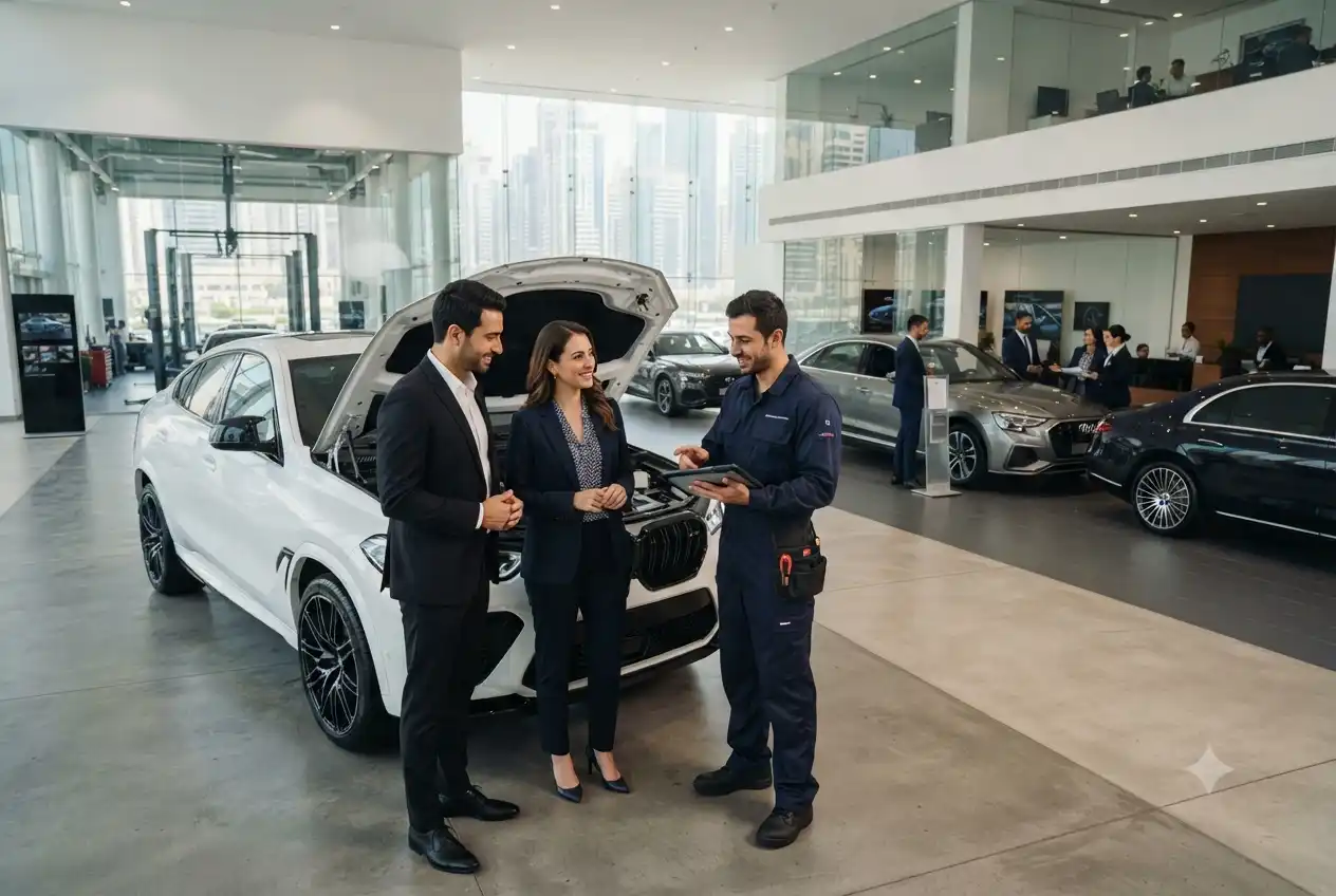 Automotive professionals working in a UAE dealership career environment