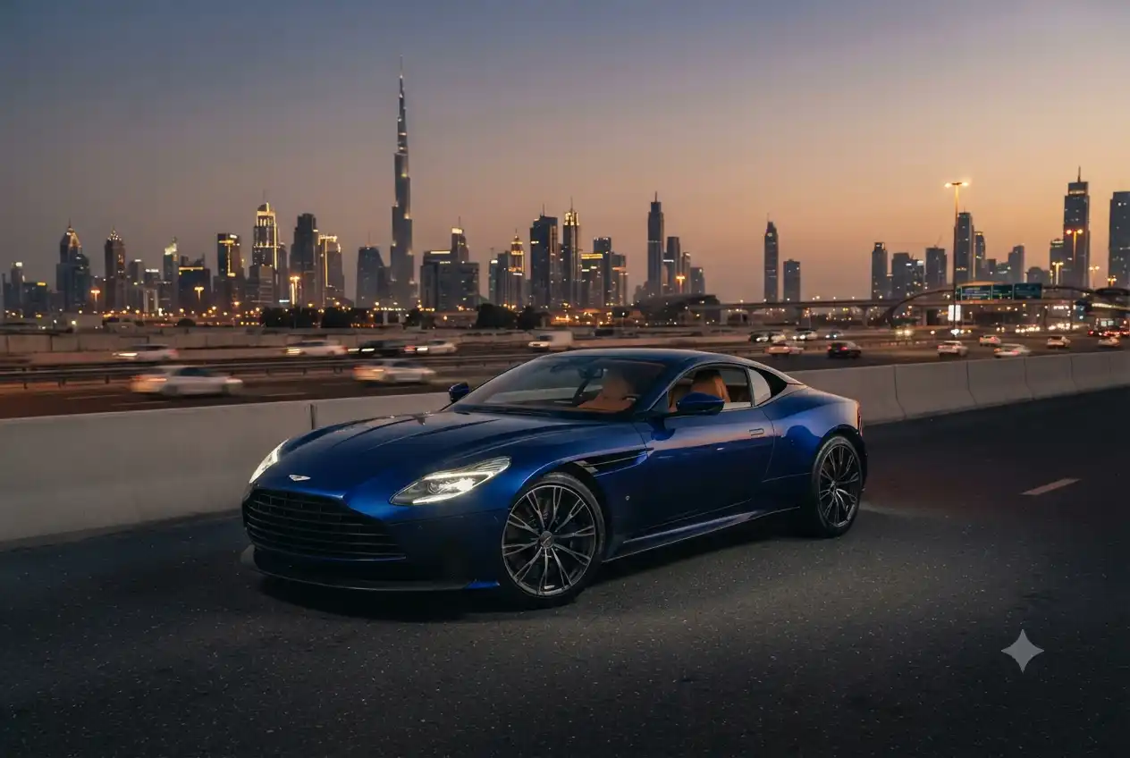 Luxury GT automobile driving on a UAE highway