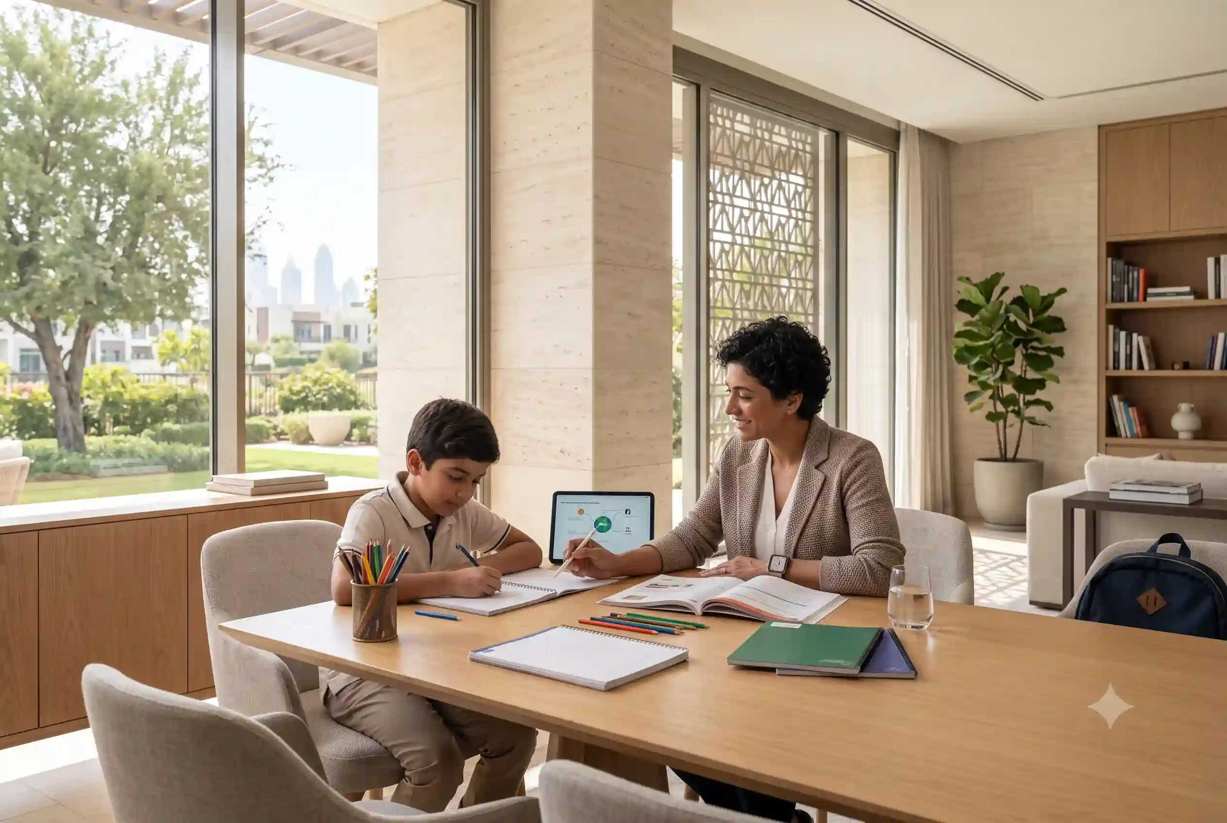 Student receiving home tuition in Dubai from a private tutor