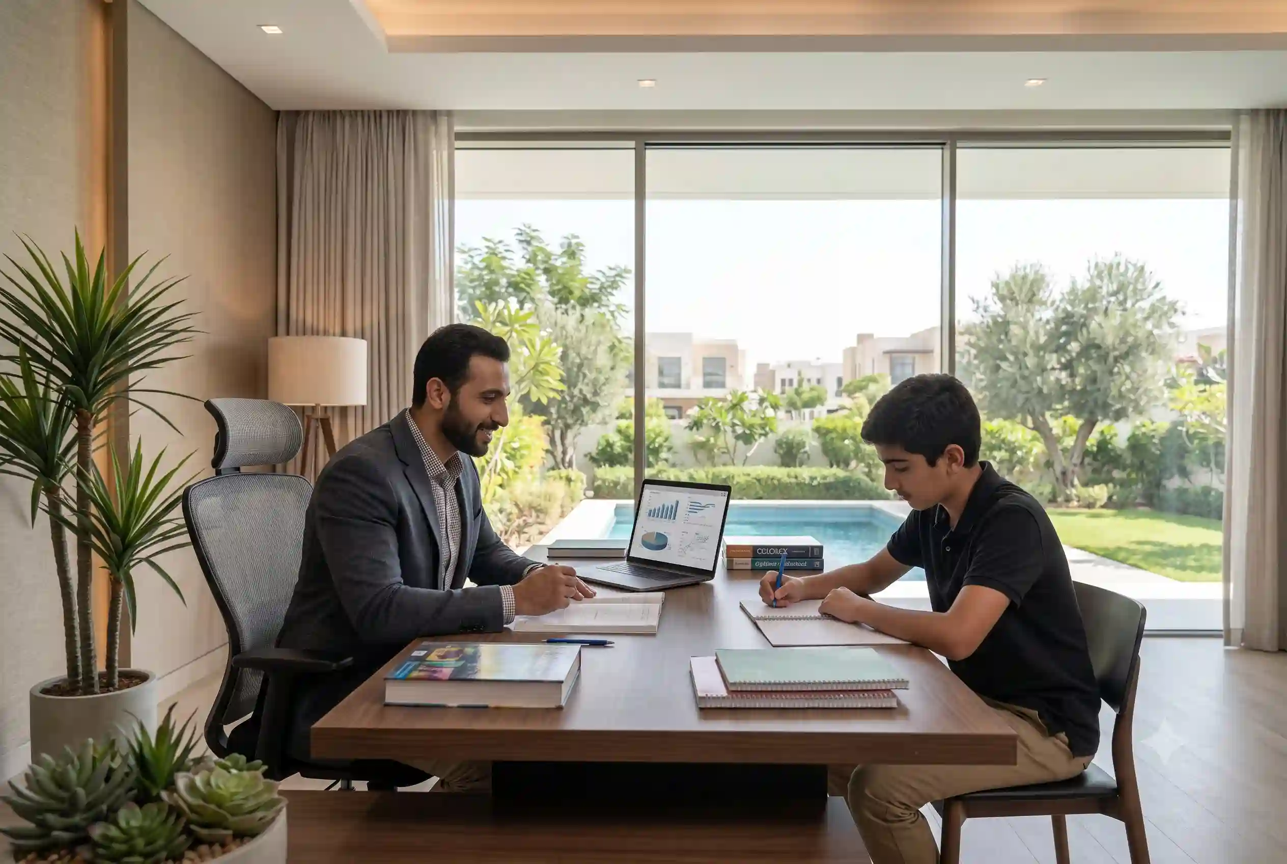 Home tutor in Dubai helping a student with academic studies