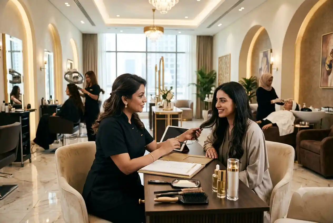 Professional Indian beauty salon providing hair and skincare services in the UAE