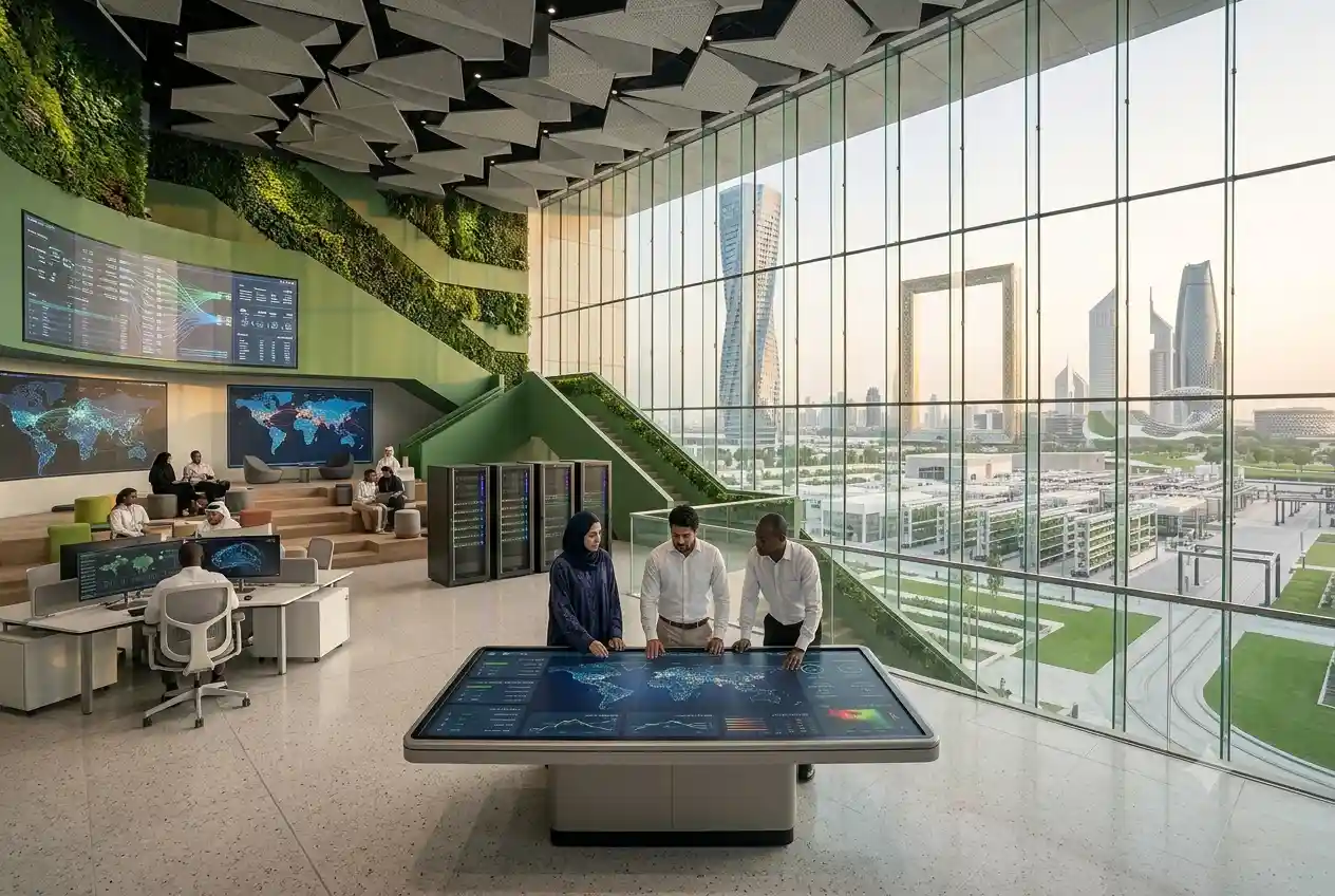 Technology professionals working in a modern IT services and digital transformation environment in the UAE